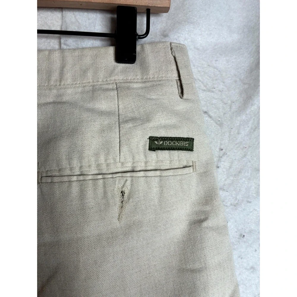 Dockers Dress Pants Mens 34X31 Beige Cotton Cuffed Hem Casual Straight Leg
